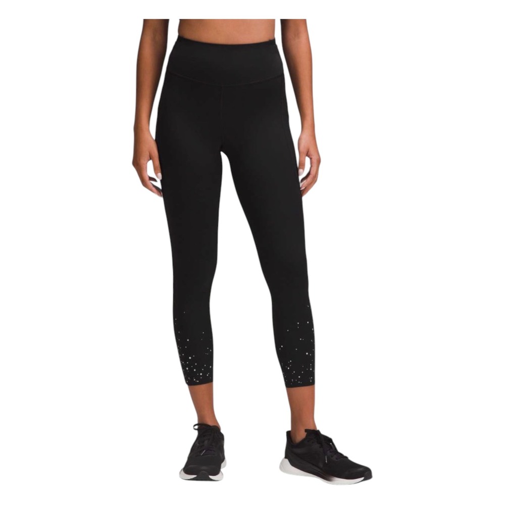 Lululemon Fast and Free Reflective High Rise Crop 23" Black Leggings Size 8